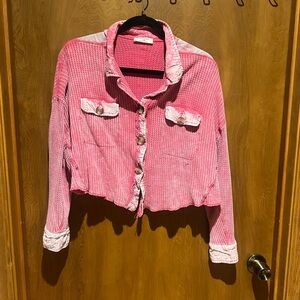 Zenana Outfitters Pink Textured Jacket